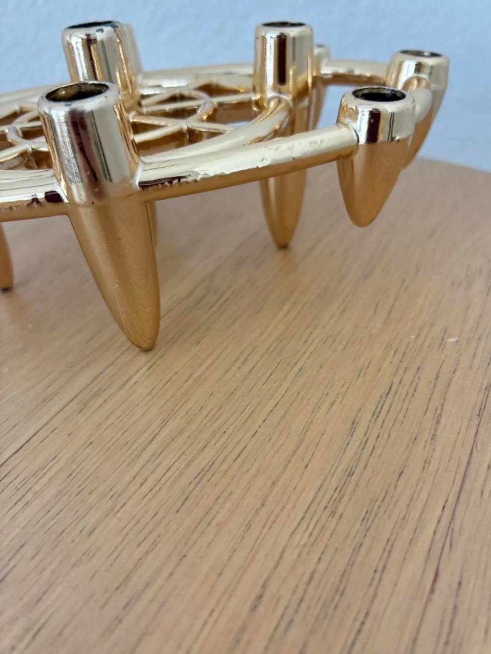 Vintage MCM Gold Atomic Tiny Taper Candle Holder Candelabra